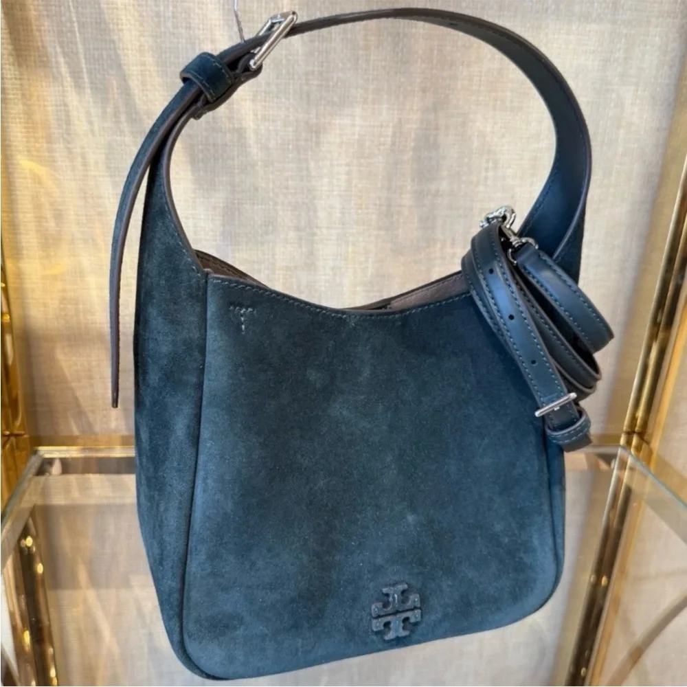 ๐- Tory Burch-Thea Suede Crossbody/Shoulder Bag. Warm Teal. NWT Gorgeous - Picture 2 of 12